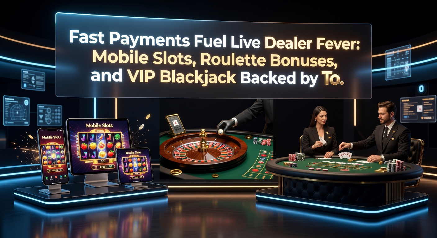 VIP-Blackjack-Tisch mit Live-Dealer, umgeben von Roulette-Boni-Angeboten und Icons für schnelle Auszahlungen auf Tablet